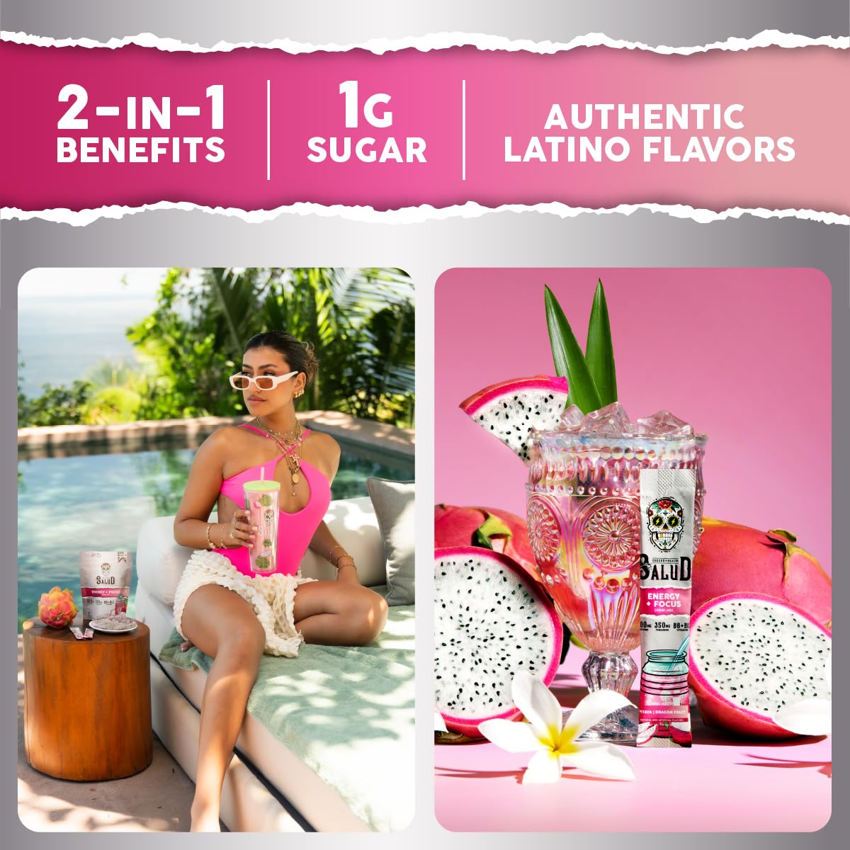 Salud x Jarritos 2-in-1 Energy Drink Powder + Focus, Lime, Organic Caffeine, B6 + B12, Theanine, Clean Energy Drink Packets, Limon Agua Fresca Mix, Non-GMO, Gluten Free, 1g of Sugar, (15 Servings)