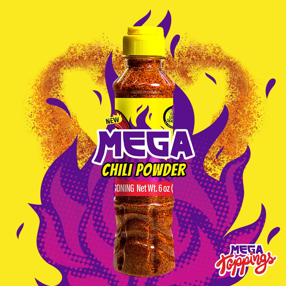 Mega Chili Powder – 6 oz Authentic Mexican Seasoning for Fruit, Candy & Drinks – Sweet, Tangy, Salty & Mildly Spicy with Bold, Classic Flavor