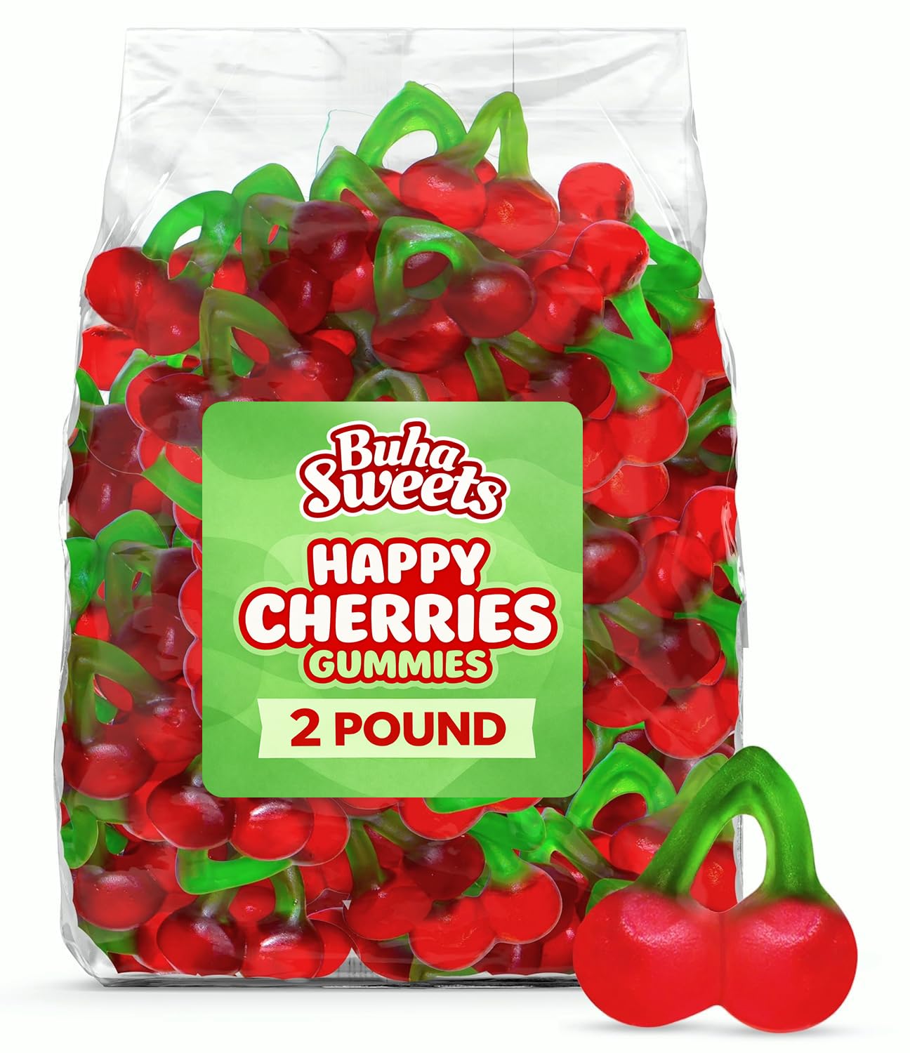 Happy Cherries Gummy Candy 2 Pound Bulk Bag - Chewy Cherry Flavored Gummi Candy for Candy Buffets, Party Treats & Snacks