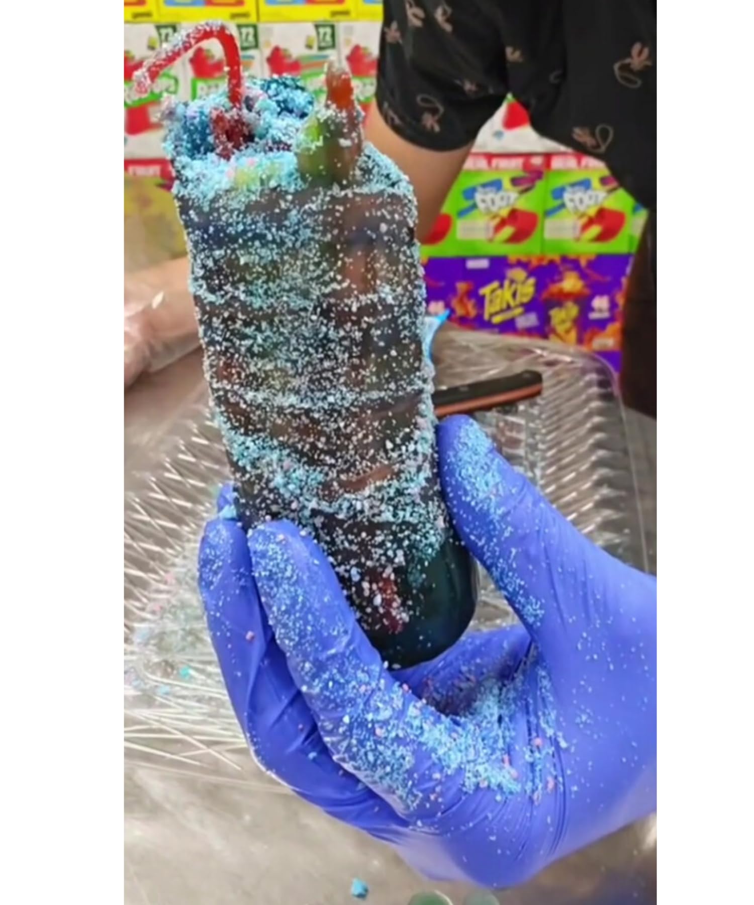 Blue Raspberry Pickle Kit With Takis-Mexican Candy Gift Box From Tiktok Fruit Rollup, Lucas Gusano Chamoy, Lucas Swinkles Salsagheti, Gushers, Mango Candy Powder-Tiktok Trend Item by Food Crush