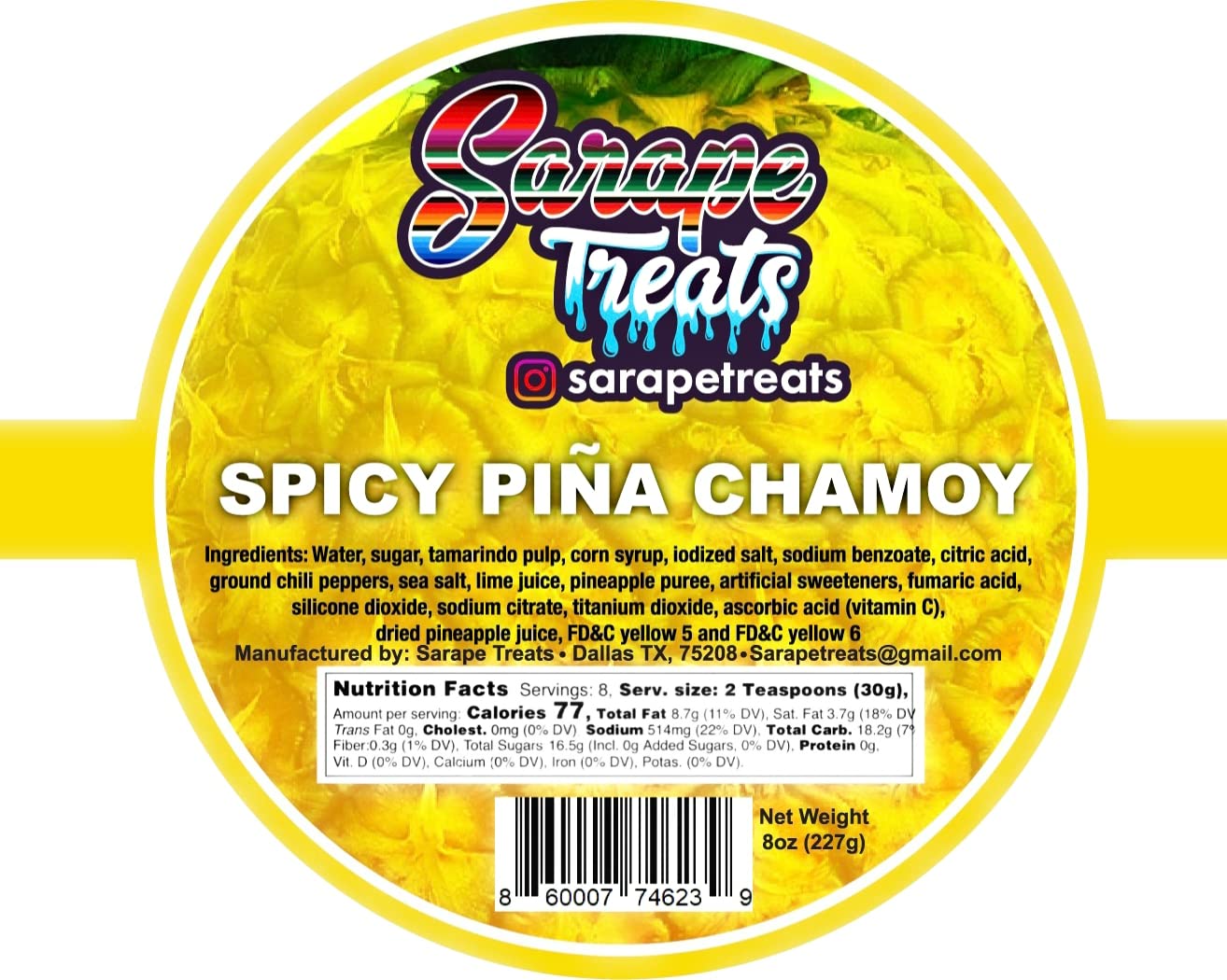 Sarape Treats Chamoy Rim Dip Mexican Tamarind Paste for Drinks, Fruit, Alcoholic Beverages, Candy, and More (Mango)