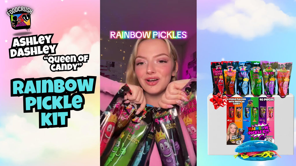 Cotton Candy Pickle Kit Gift Box From Tiktok-With Cotton Candy Crunch, Pop Rocks, Lucas Gusano Chamoy, Skwinkles, gifts for kids teen girls boys