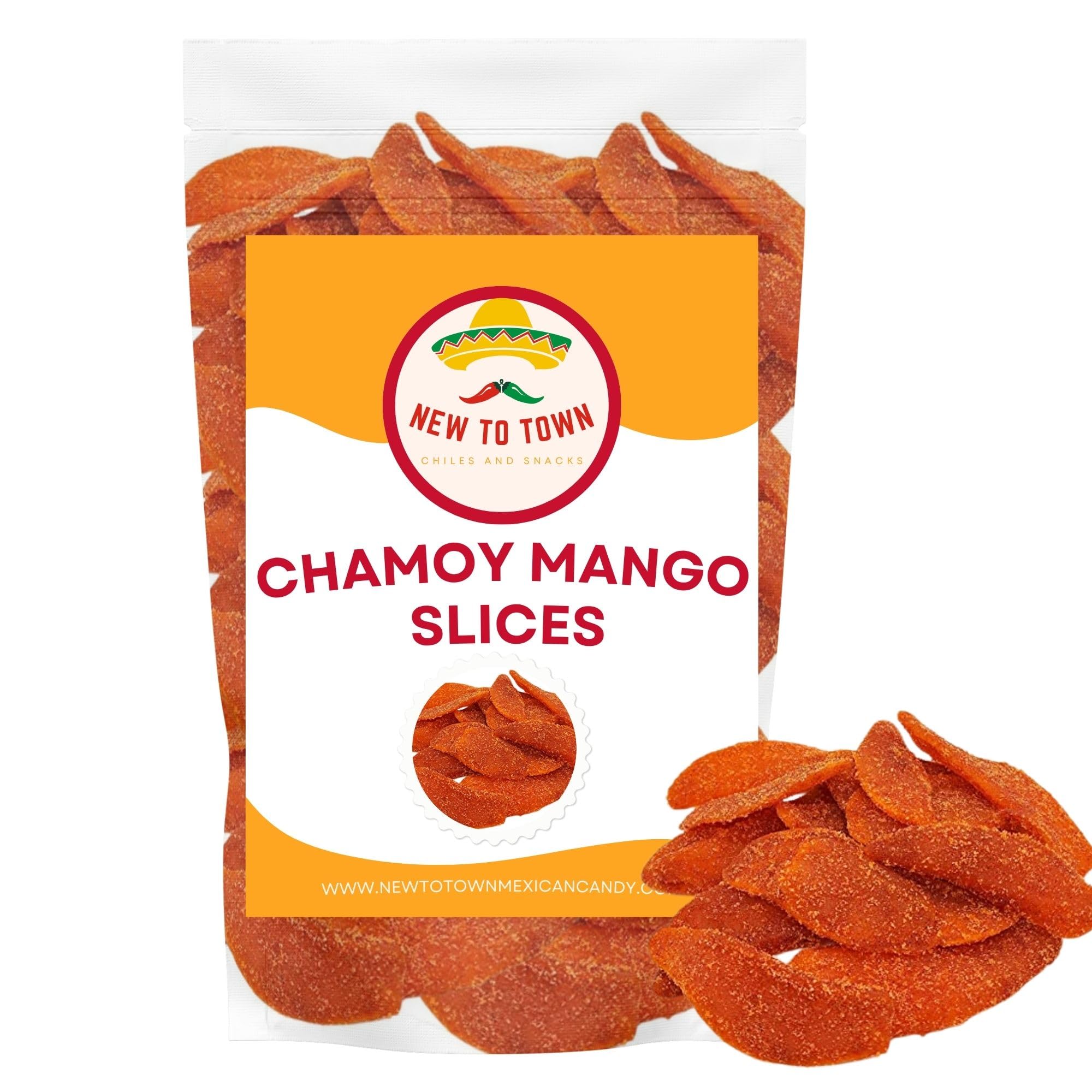 Chamoy Mango Slices – Spicy & Tangy Dried Fruit Snack – Authentic Mexican Treat – Natural Dried Mango with Chamoy Flavor – by New to Town (16 Ounce (1LB))