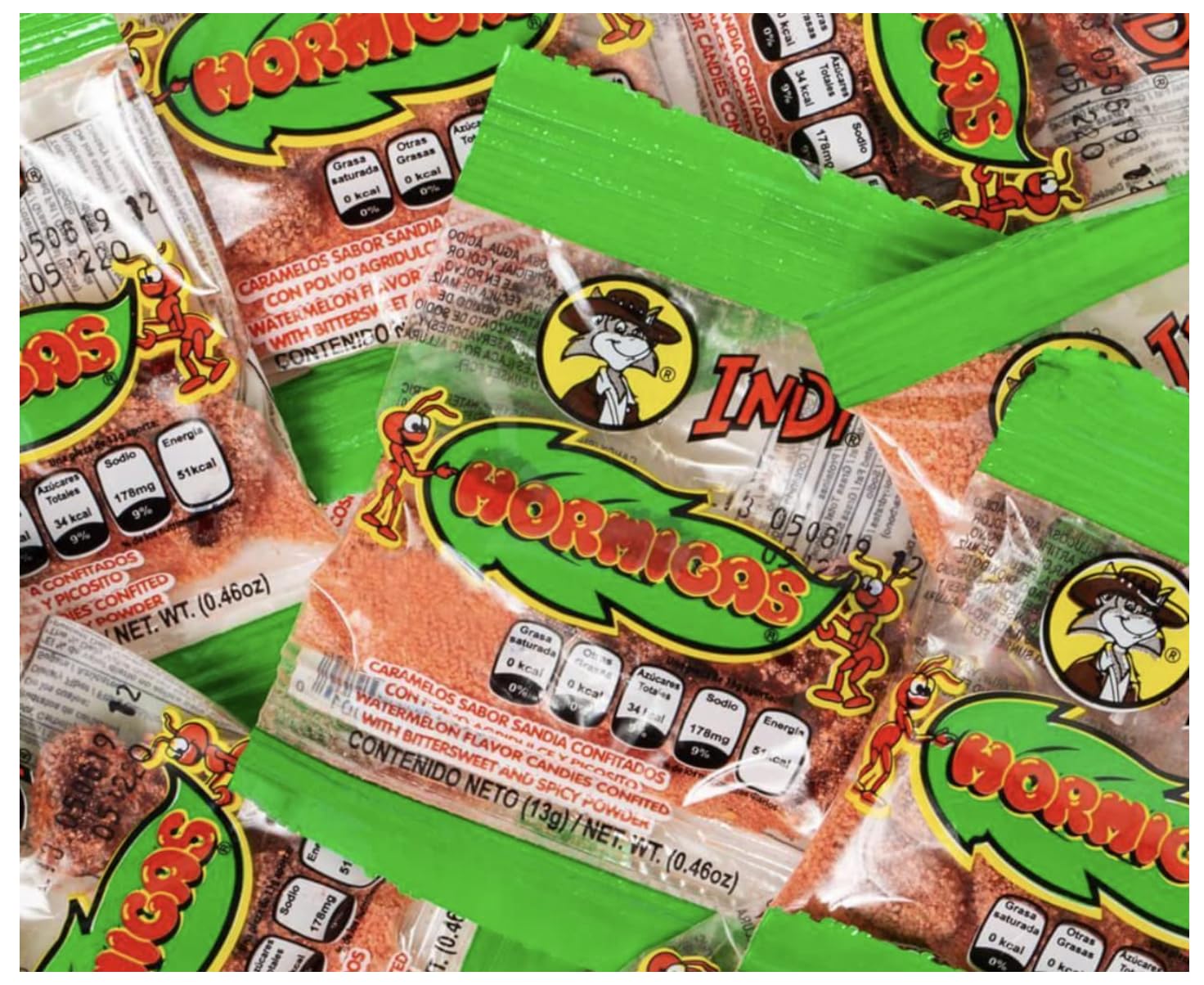 2 Packs - Hormigas Watermelon Flavor Mexican Candies Confited with Spicy Powder 24 pcs