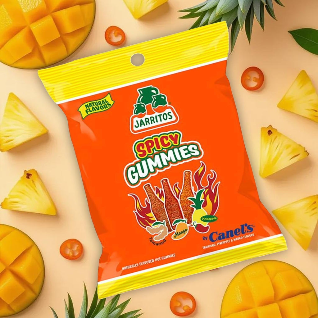 Jarritos Spicy Gummies by Canel's, Tamarind, Mango and Pineapple Natural Flavors, 3.5 oz, Pack of 12