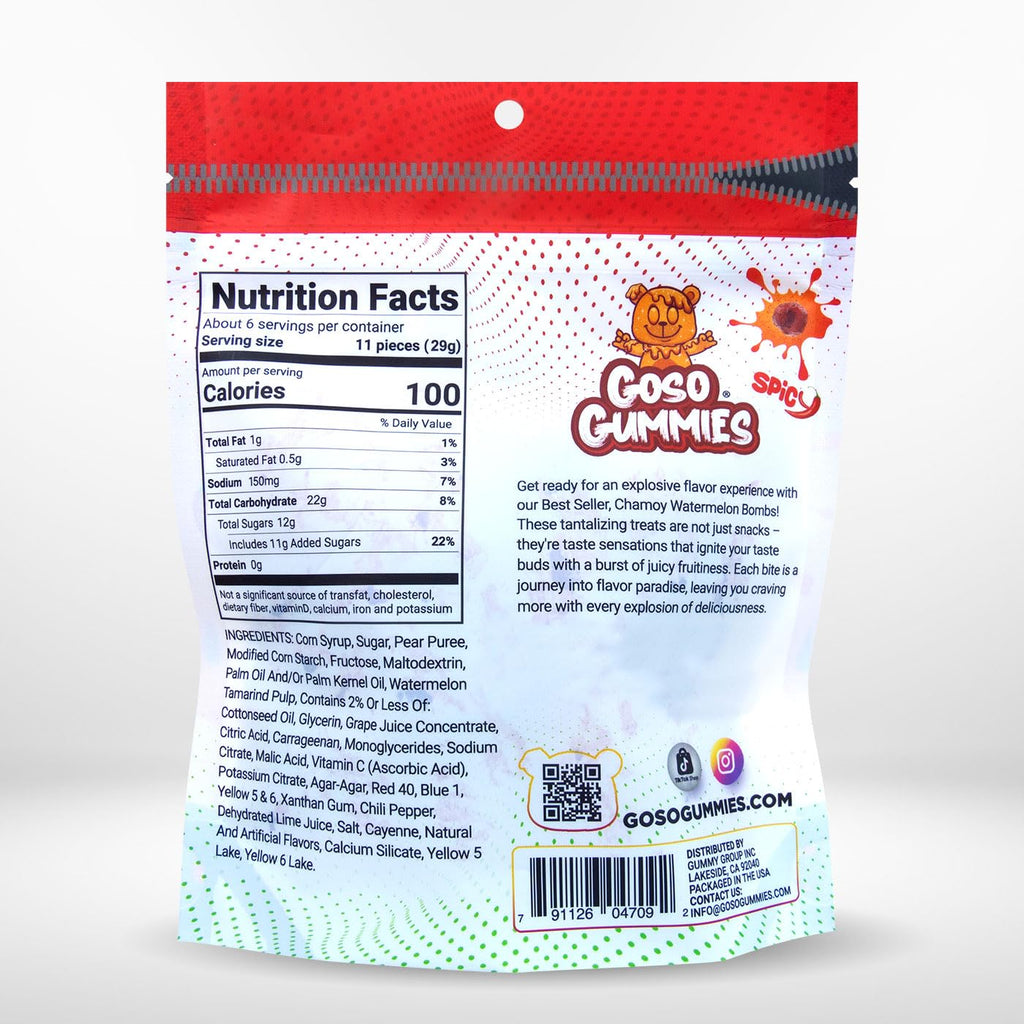 Goso Gummies Spicy Chamoy Gusher Bombs – 6oz Resealable Bag – Tangy Chamoy Filled Gusher Candy