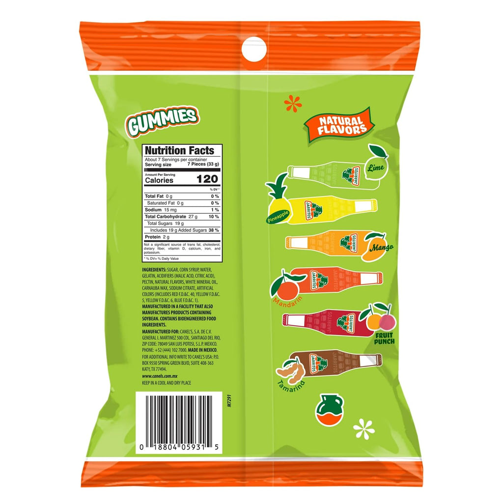 Jarritos Sour Gummies Candy – 4 Pack of Mexican Candies with Natural Flavors - 2 Sour & 2 Original Bags – 6 Fruity Flavors – Tangy & Chewy Snack Treats - Variety Pack