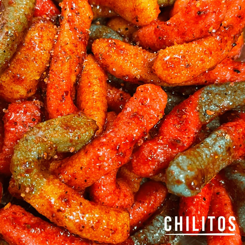 Chilitos Sweet, Sour & Spicy Chamoy Candy - Mexican Gummy Candy & Chamoy Gushers for All Ages, Authentic Dulces Mexicanos Enchilados as Seen on TikTok! (8 oz Jar, Gusher Balls Jar)