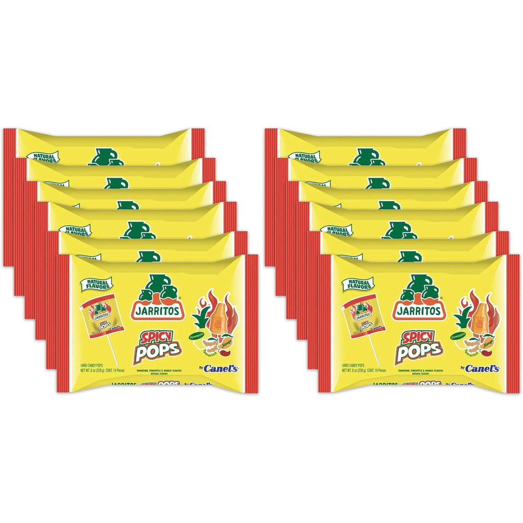 Jarritos Spicy Lollipops – 12 Pack Bottle-Shaped Mexican Hard Candy with Natural Fruit Flavors – Chili Candy Treats for Snacking & Gifting Bulk Candy