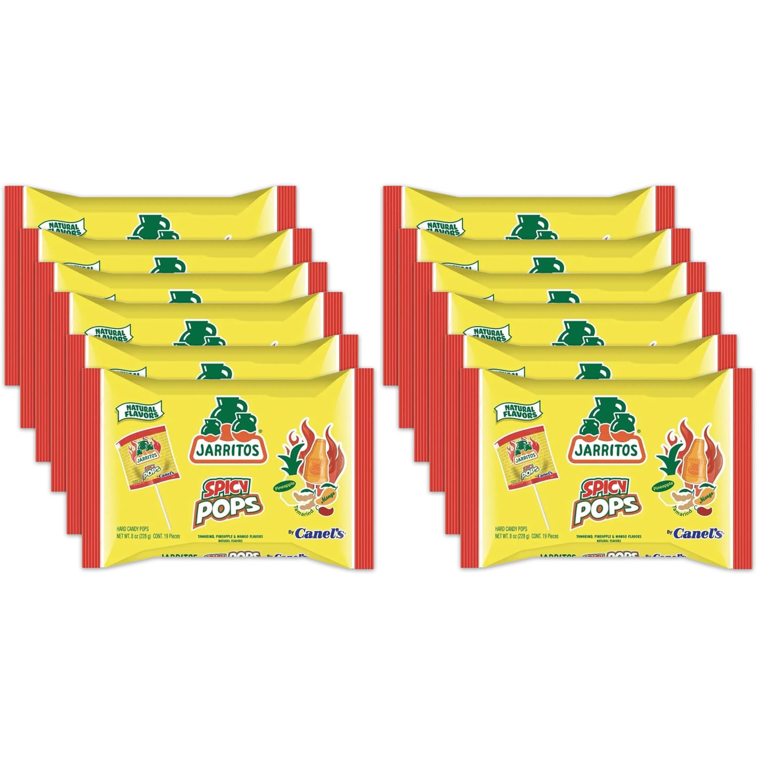 Jarritos Spicy Lollipops – 12 Pack Bottle-Shaped Mexican Hard Candy with Natural Fruit Flavors – Chili Candy Treats for Snacking & Gifting Bulk Candy