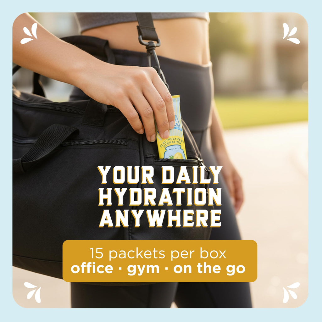KLASS VIDA Daily Hydration Pineapple Agua Fresca Electrolyte Powder Packets | Sugar Free Electrolyte Drink Mix | Hydration Packets with Coconut Water & Minerals | 15 Stick Packs