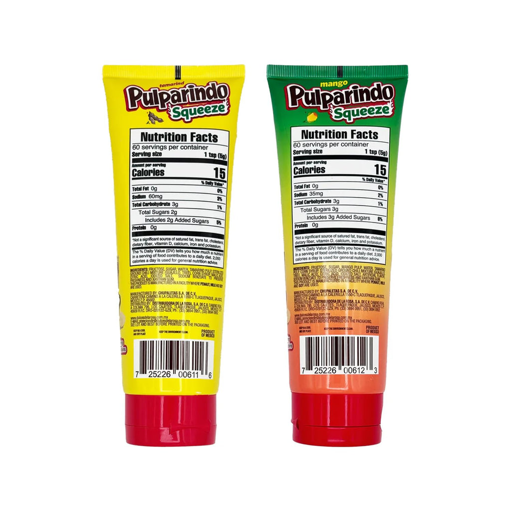 Pulparindo Squeeze Tamarind Candy 10.58 oz - 2 Pack – Choose from Original or Mango Flavor | Spicy, Sweet & Tangy Mexican Candy Snack | Tamarind Paste Dulces Mexicanos (Assorted)