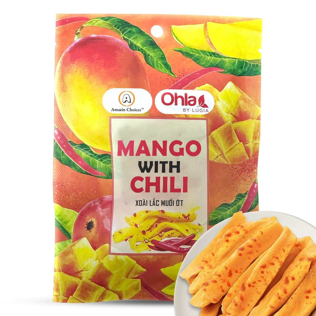 Spicy Dried Mango with Chili By Amazin Choices – Vegan Sweet & Hot Fruit Snacks, Non-GMO Dry Chamoy Mangoes Slices, Candy Bites, Gluten-Free Chili Snack Pack of 3 (1.76 oz x3)