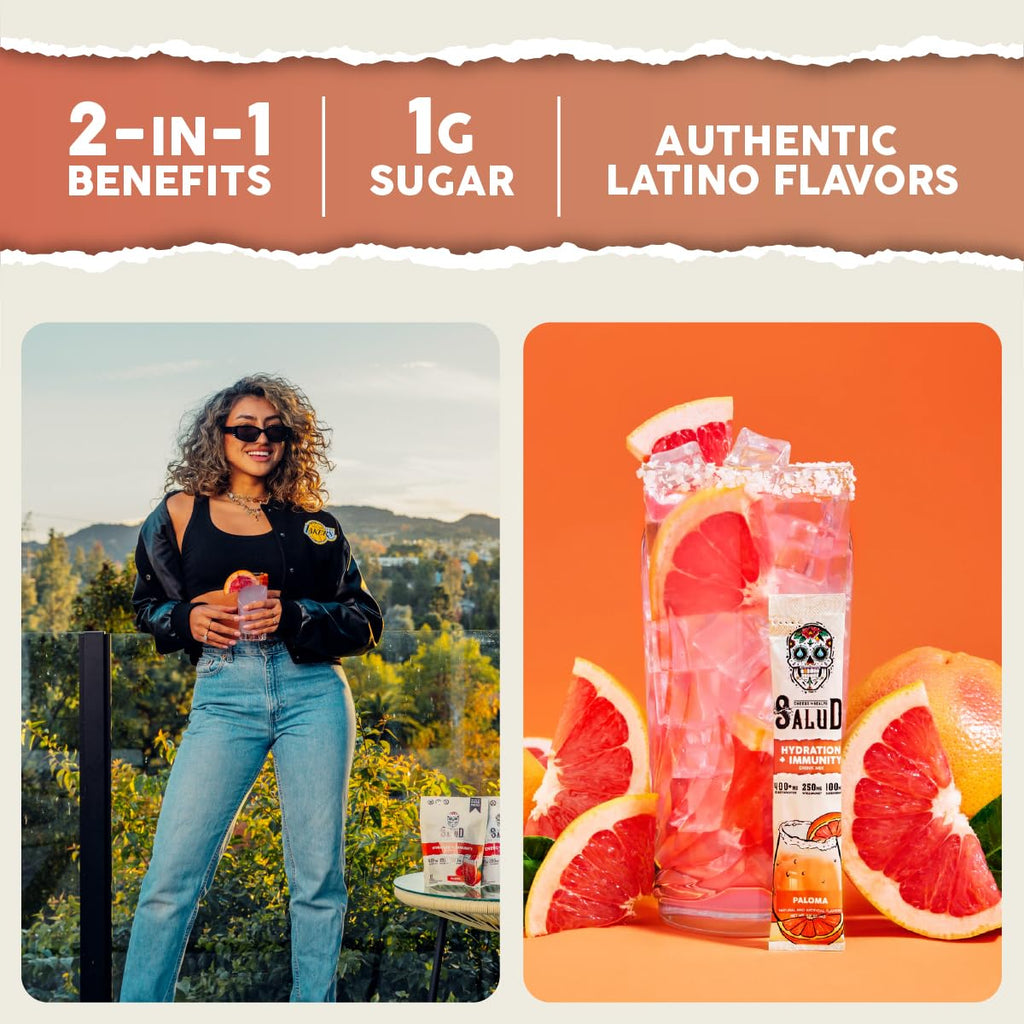 Salud x Jarritos 2-in-1 Hydration Packets + Immunity Electrolytes Powder, Guava - Agua Fresca Drink Mix, Elderberry, Dairy & Soy Free, Non-GMO, Gluten Free, Vegan, 1g Sugar (15 Servings)