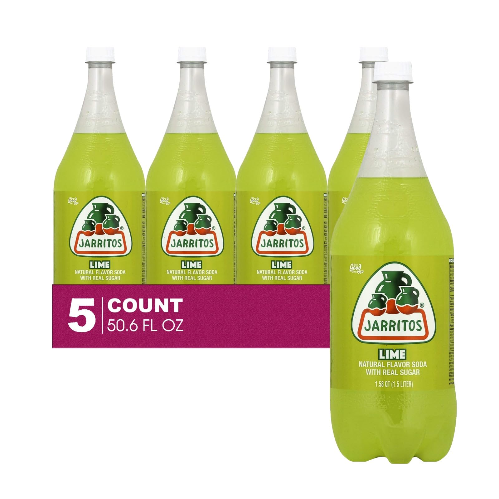 Sidral Mundet 5-Pack of Mexican Soft Drink Plastic Bottle 50.7 fl oz (1.5 lt) Made with 100% Natural Sugar