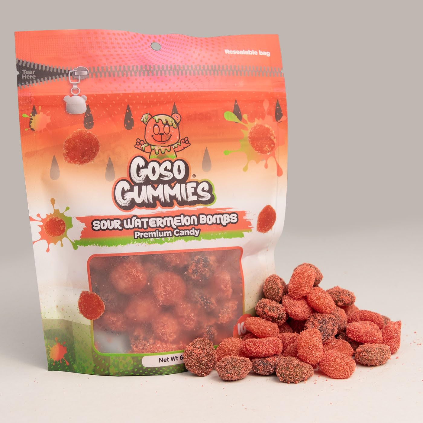 Goso Gummies Spicy Chamoy Gusher Bombs – 6oz Resealable Bag – Tangy Chamoy Filled Gusher Candy