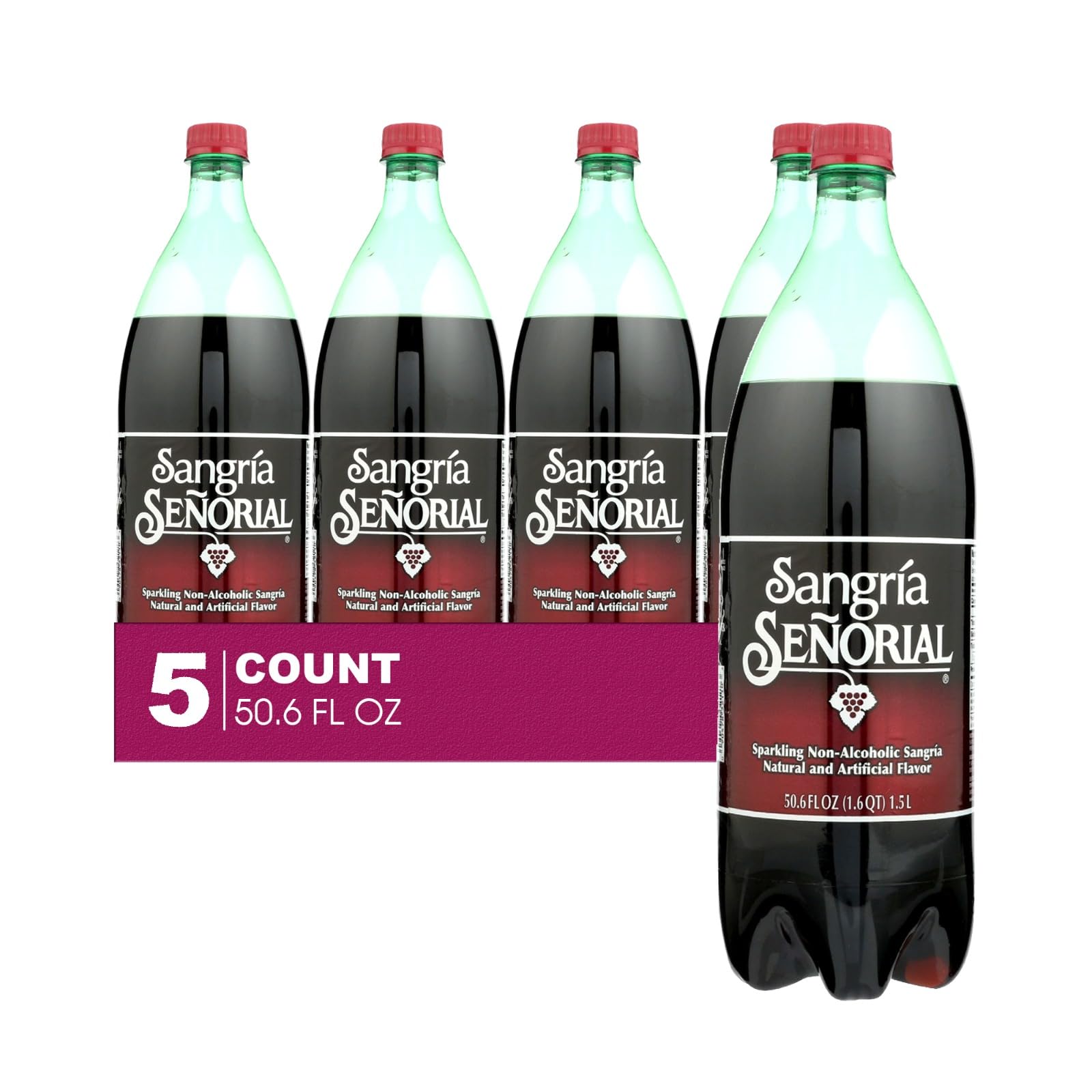 Sidral Mundet 5-Pack of Mexican Soft Drink Plastic Bottle 50.7 fl oz (1.5 lt) Made with 100% Natural Sugar