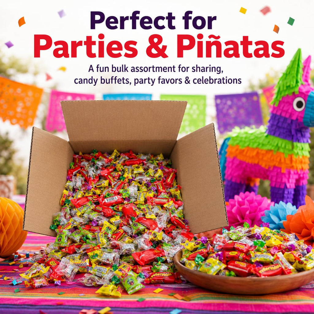 Mexican Candy Bulk (433 Count) 6.5 lbs, Dulces Mexicanos, Vero Rellerindos, Pulparindo, De La Rosa, Tamarind, Pinata Candy Mix, Halloween