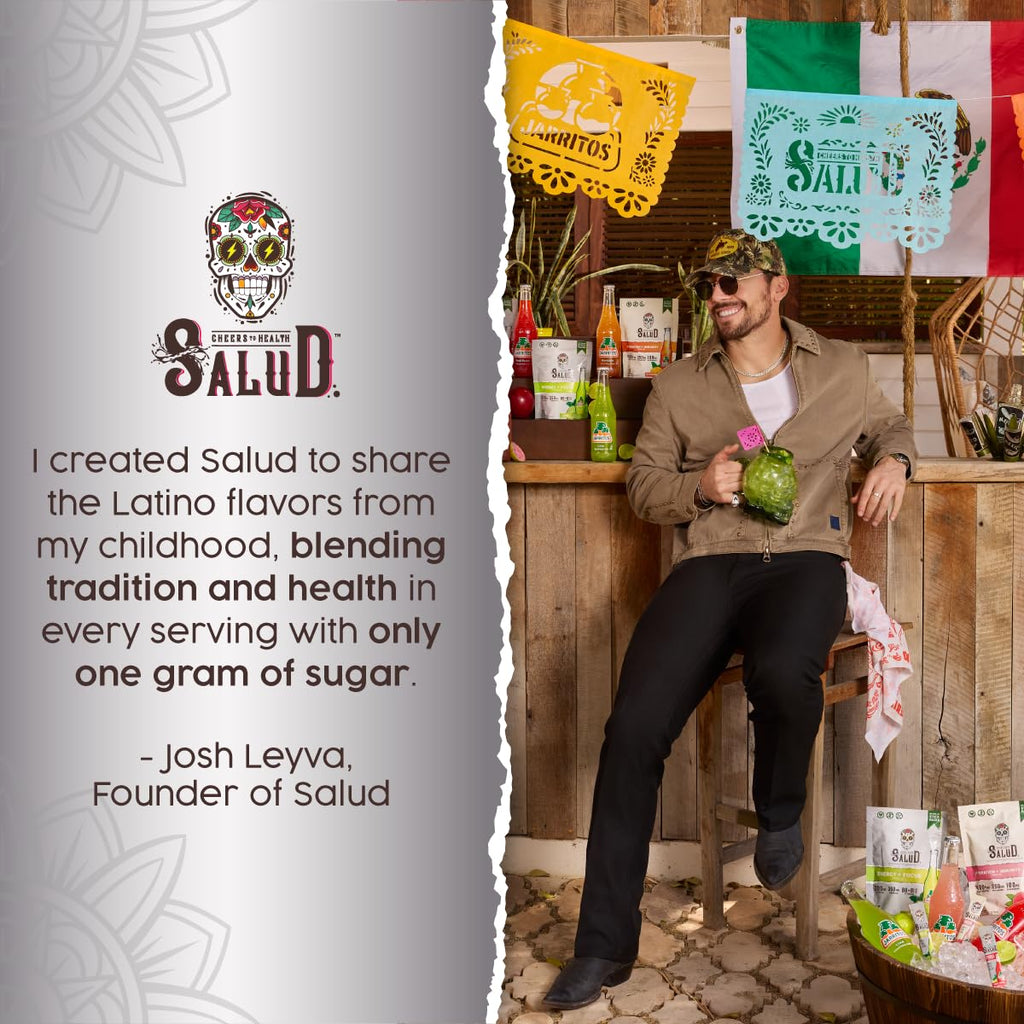 Salud x Jarritos 2-in-1 Energy Drink Powder + Focus, Lime, Organic Caffeine, B6 + B12, Theanine, Clean Energy Drink Packets, Limon Agua Fresca Mix, Non-GMO, Gluten Free, 1g of Sugar, (15 Servings)