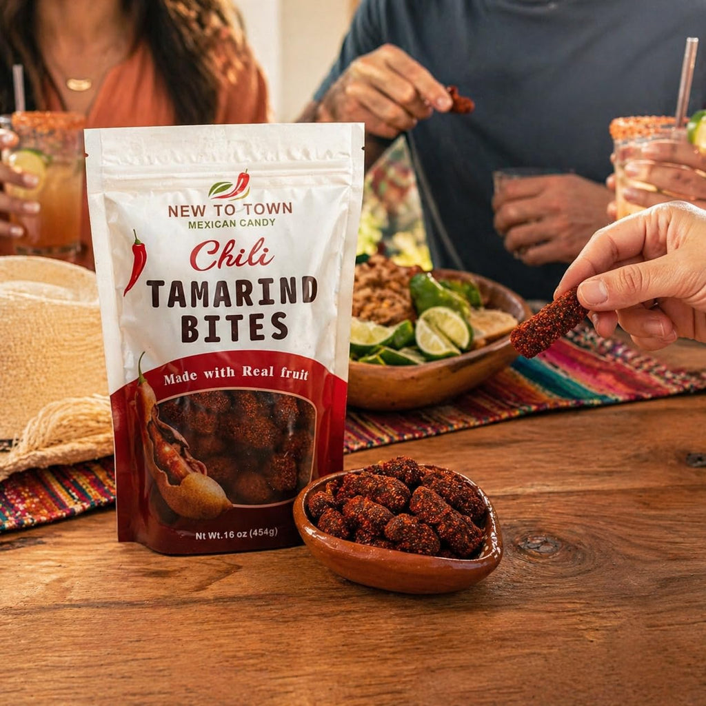 Tamarind Candy 16 oz – Tamarindo De Frutas Con Chile, Sweet, Tangy & Spicy Tamarind Mexican Candy with Chili – Authentic Tamarindo Candy Bites, Chewy Fruit Snack, Contains Seed