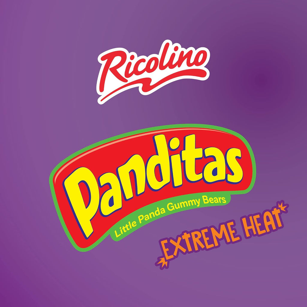 Ricolino Panditas Little Panda Gummy Bears - Watermelon, Mango-Passion Fruit, Tamarind & Chamoy Candy - Extreme Heat Flavor, 4.4oz (6 bags)