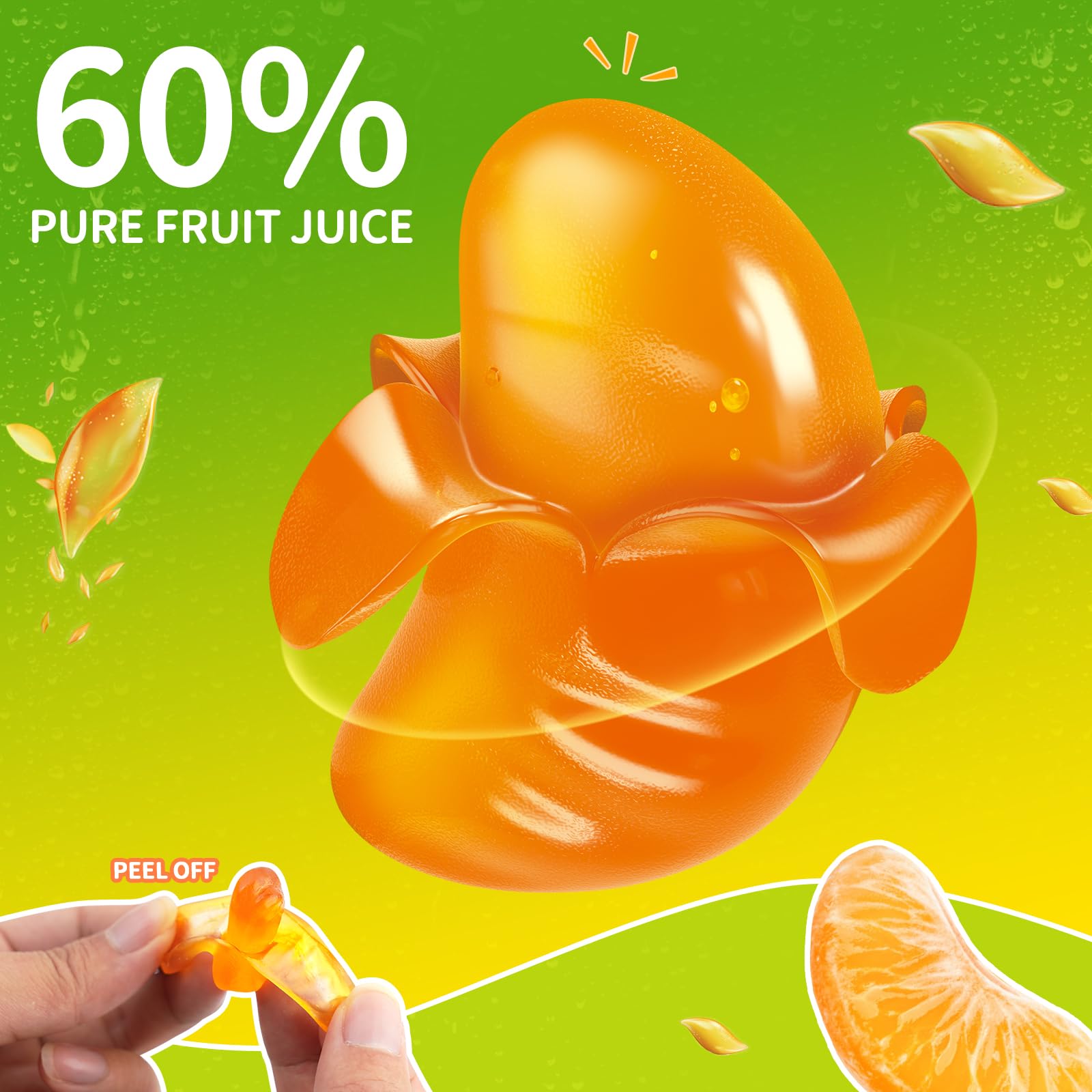 AMOS Peelerz Chili Mango Peelable Gummy Candy, Spicy Sweet Mango Flavor, Real Fruit Juice Infused, 8.47 OZ (240g)
