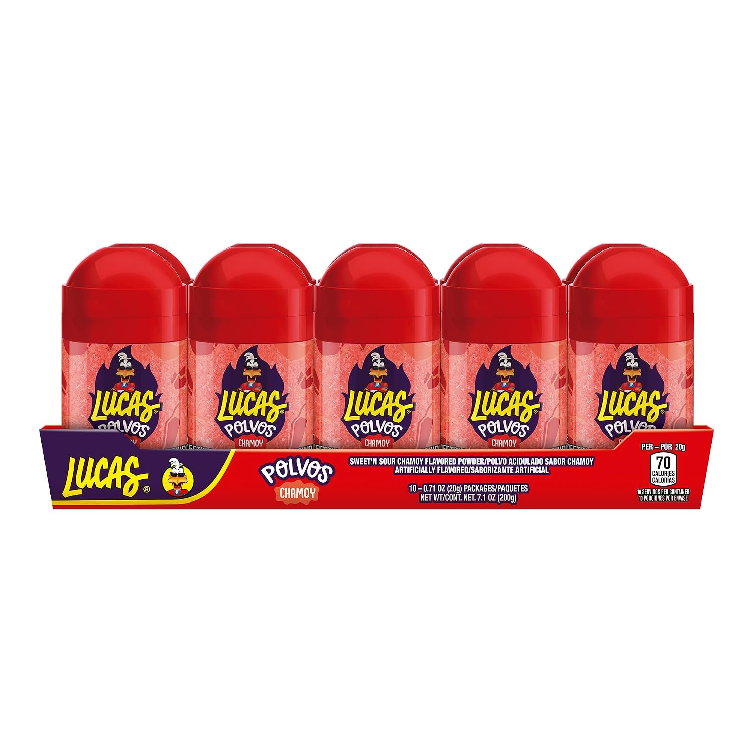 Lucas Powder Chamoy Flavored Candy, 0.71oz - 10 Pieces Pack for Treats, Fruit, Parties, Piñatas – Perfect treat for Easter Baskets