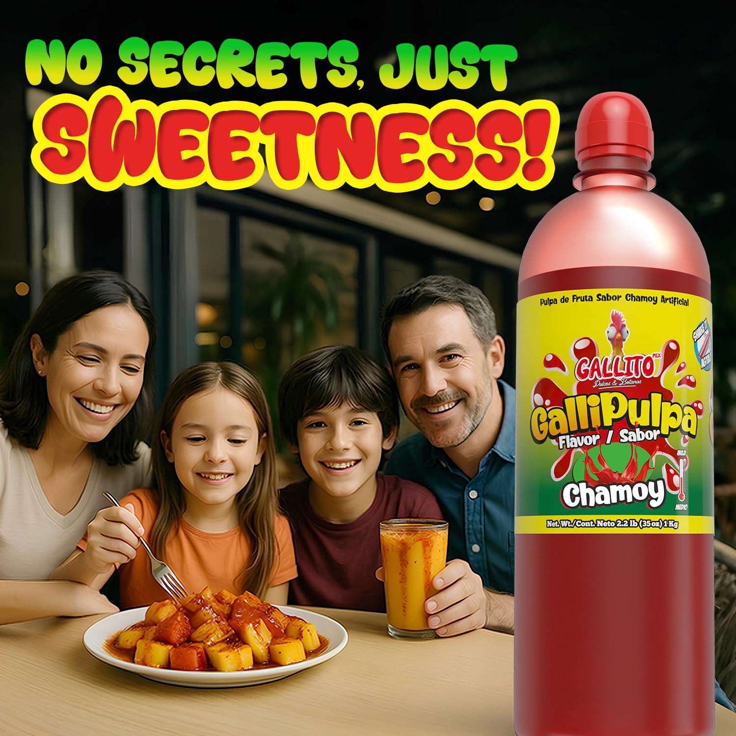 Gallito Mex Pulpa de Tamarindoy Chamoy | Tamarindo and chamoy sauce | Mexican fruit sauce | Ready for Parties, Snacks, Piñatas & Sharing | 1-Pack