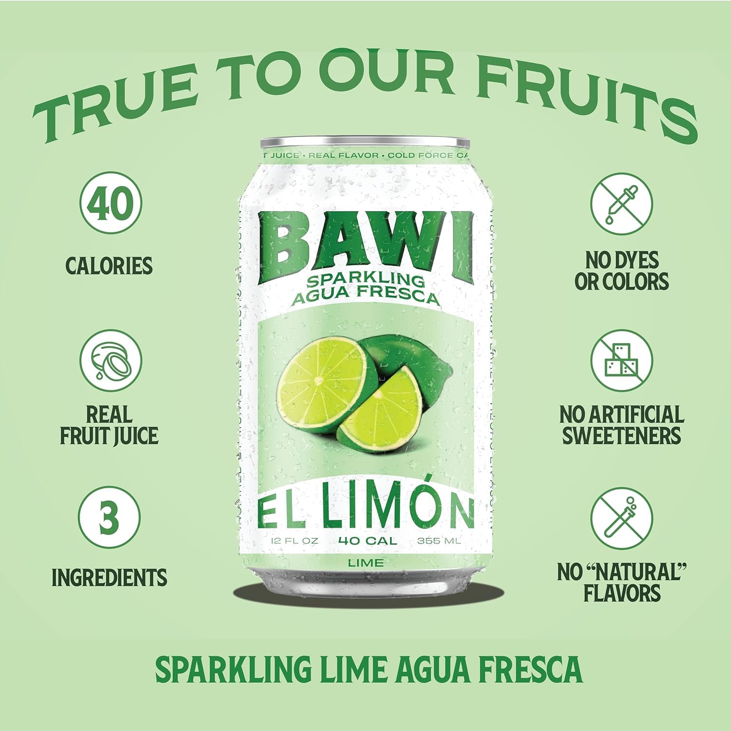 Bawi Sparkling Agua Fresca, 4 Pack Sparkling Water, Plant-Based, Low Calorie, Less Sugar, Mexican Drink Made in the USA (4 Count, Guava)