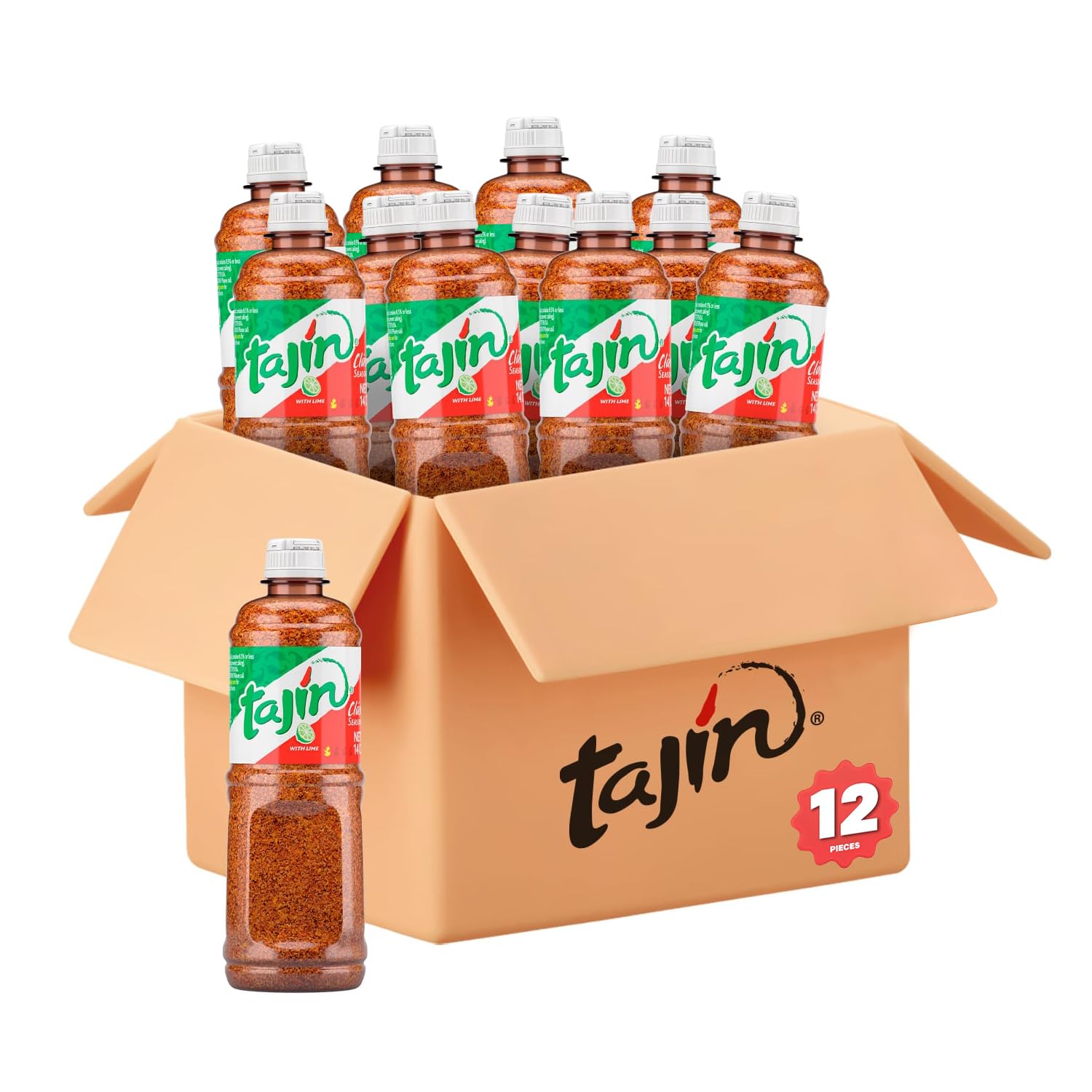Tajin Clásico Seasoning Authentic Mexican Chili Lime Spice Blend for Fruit, Snacks, Tacos and Cocktails, Gluten-Free Zesty Flavor Enhancer 14 oz (Pack of 2)