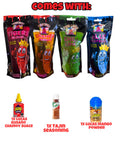Chamoy Pickle Jumbo Dill Pickles In A Pouch Sampler Gift Box (Pack of 4) W/Chamoy, Super Hot & Spicy Chili Lime, Blue Raspberry, Tigers Blood-Box for College Care Packages Tiktok Trend Items snack