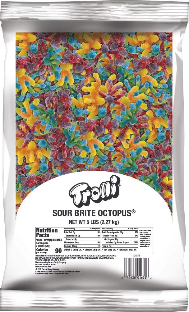 Trolli Peachie O's Sour Gummy Rings Candy, 5 Pound Bulk Bag