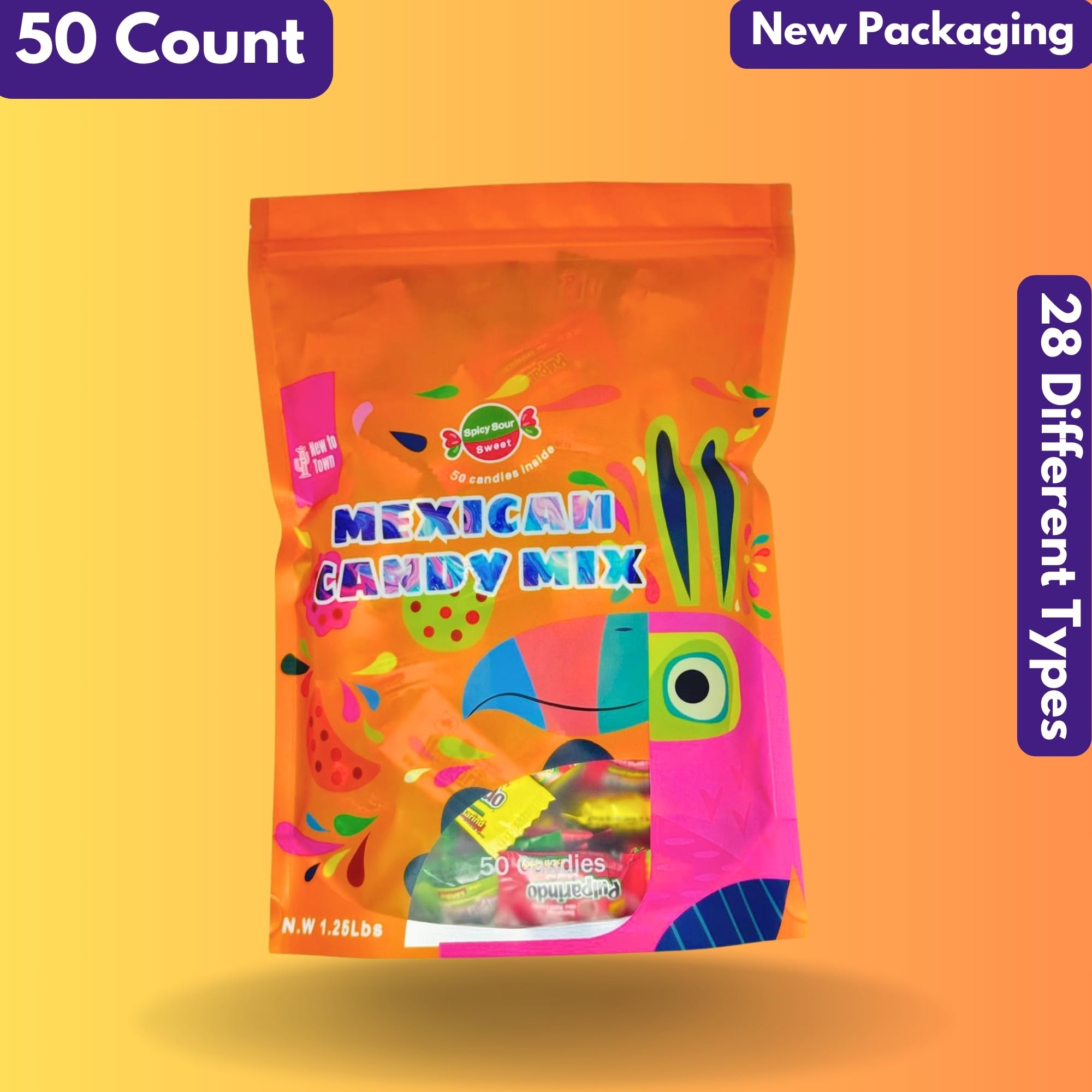 Mexican Candy Variety Pack (50 Count) Dulces Mexicanos, Tamarind Candy, with Lucas, Skwinkles, Pulparindo, Mazapan, Duvalin, Pelon Pelo Rico, Vero Lollipops, Mexican Snacks, Fiesta Birthdays