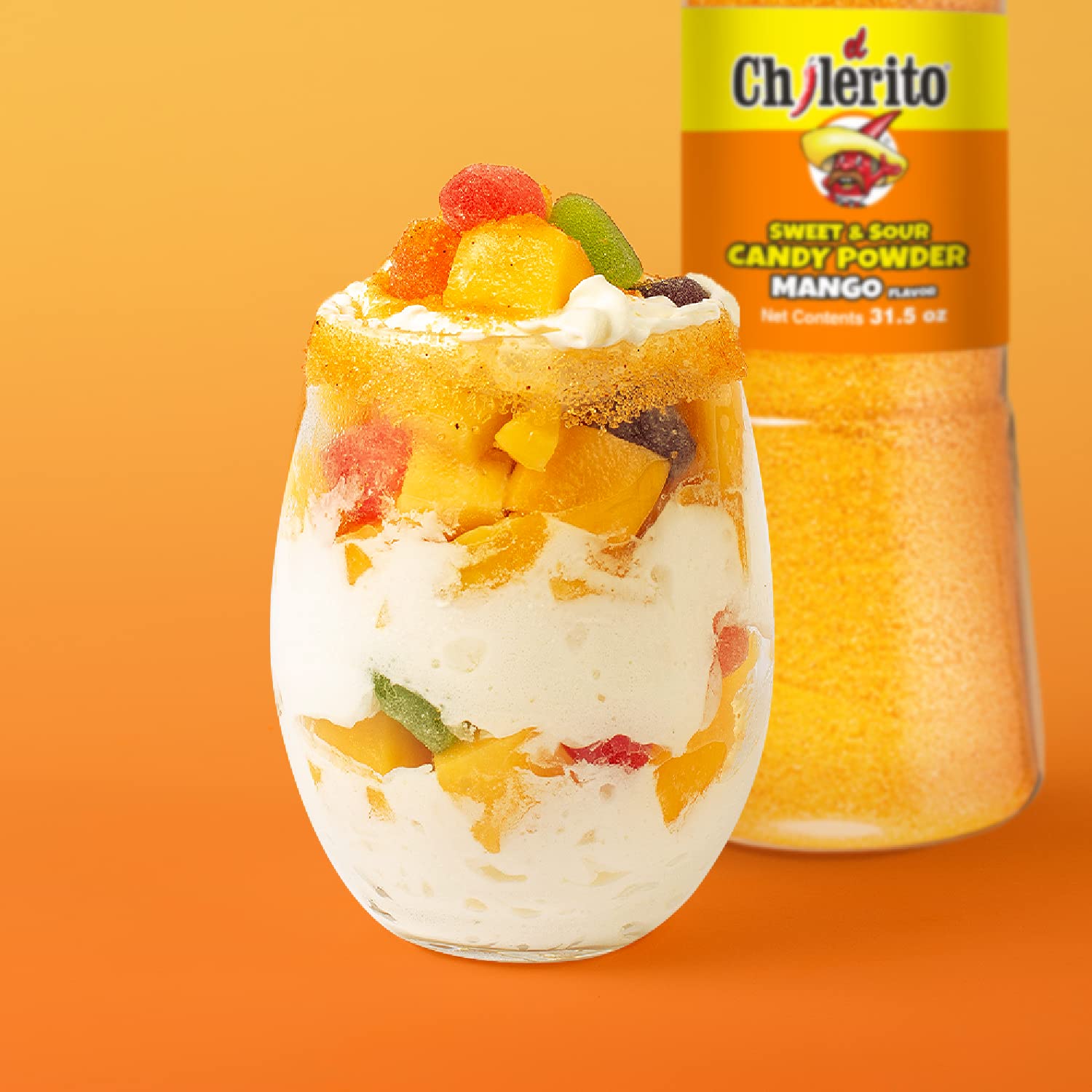 EL CHILERITO Candy Powder Chamoy Mango Flavor 900g/ 31.5 Fl. Oz - For Sweets, Snacks, Pastries, Drinks And Cocktails - To Share With Friends And Family - Kosher