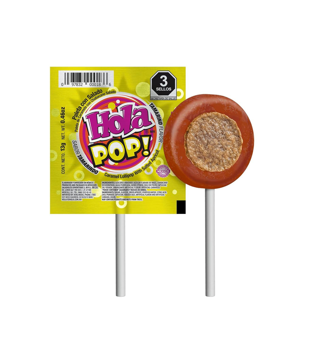 Hola Pop Lollipops Mix Flavor with Saladito – 36 Count Box
