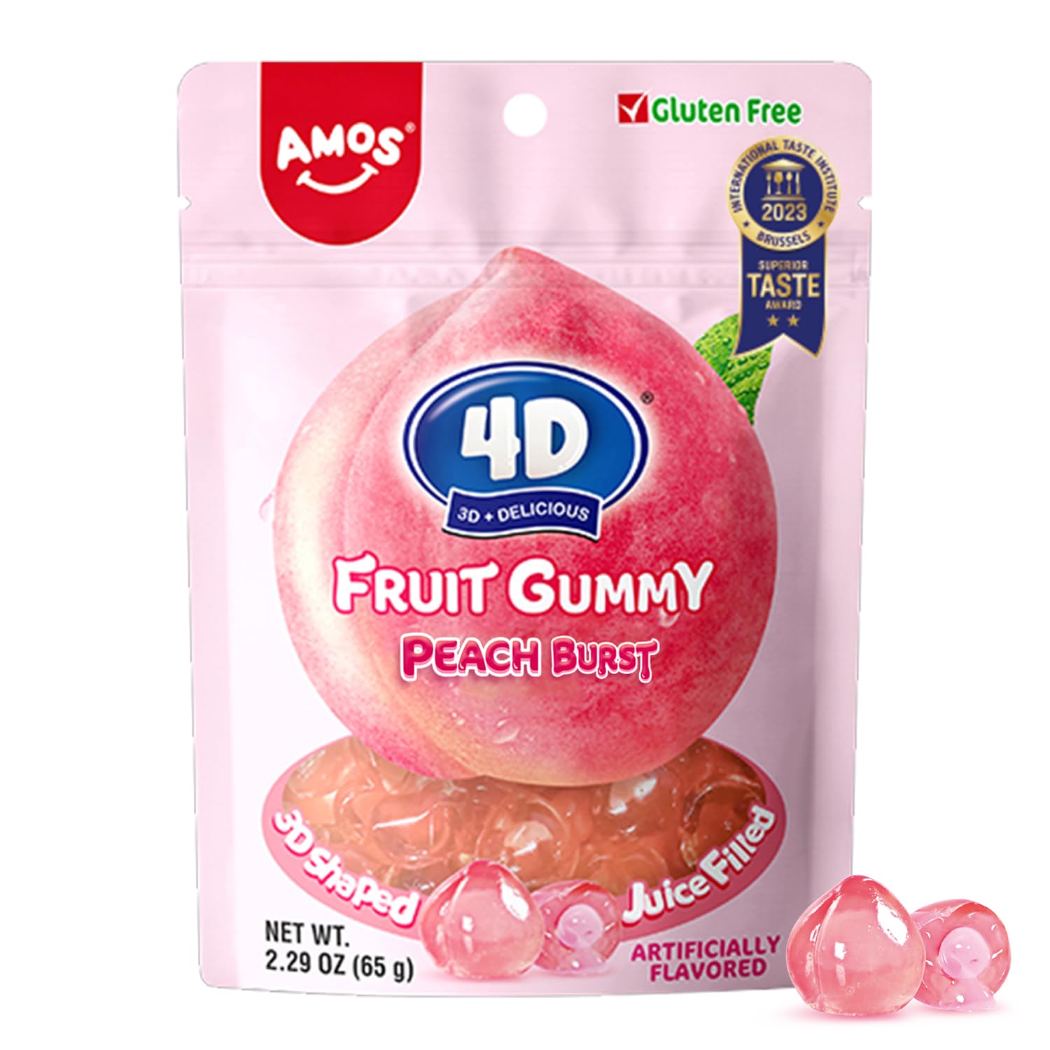 AMOS Peelerz Chili Mango Peelable Gummy Candy, Spicy Sweet Mango Flavor, Real Fruit Juice Infused, 8.47 OZ (240g)