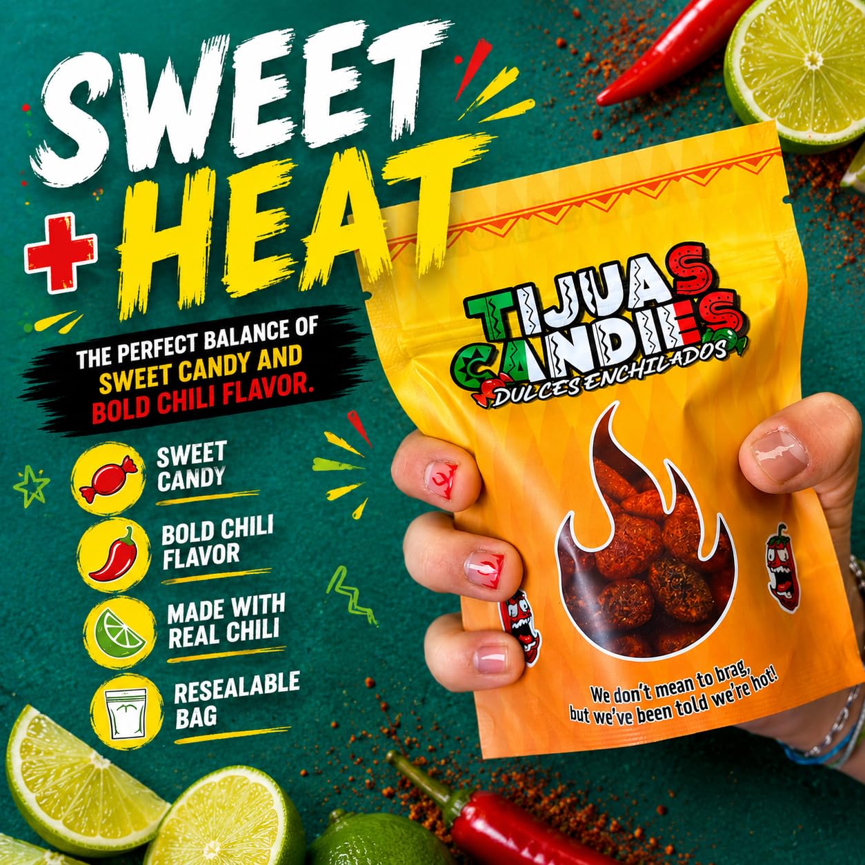 Tijuas Spicy Chamoy Gusherz Fruit Candies | Sweet, Sour & Spicy, Chamoy Coated, Mexican-Style Dulces Enchilados