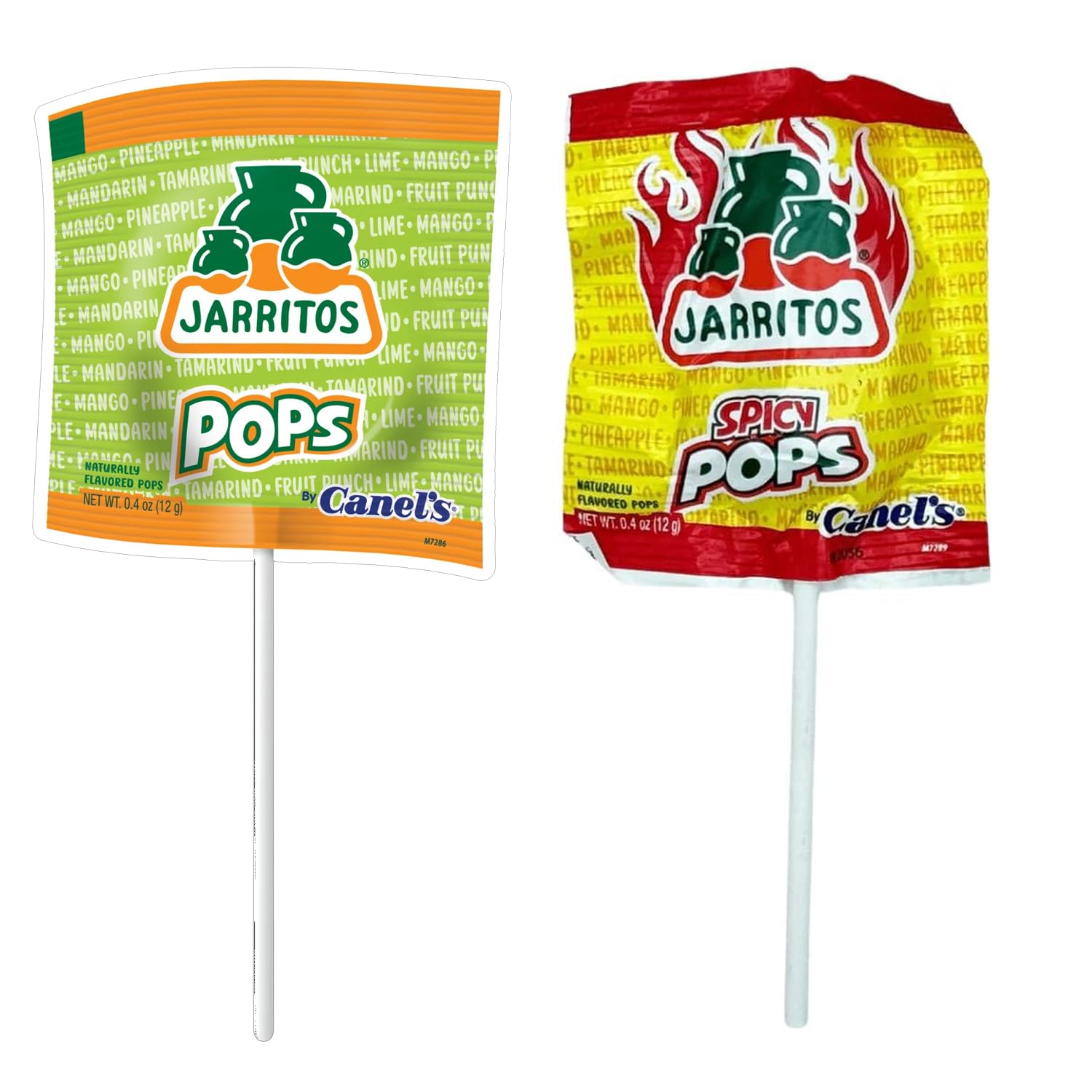 Jarritos Lollipops – 2 Pack – Bottle-Shaped Mexican Hard Candy with Natural Fruit Flavors – 1 Spicy & 1 Original Bags Sweet Candy Treats for Snacking & Gifting
