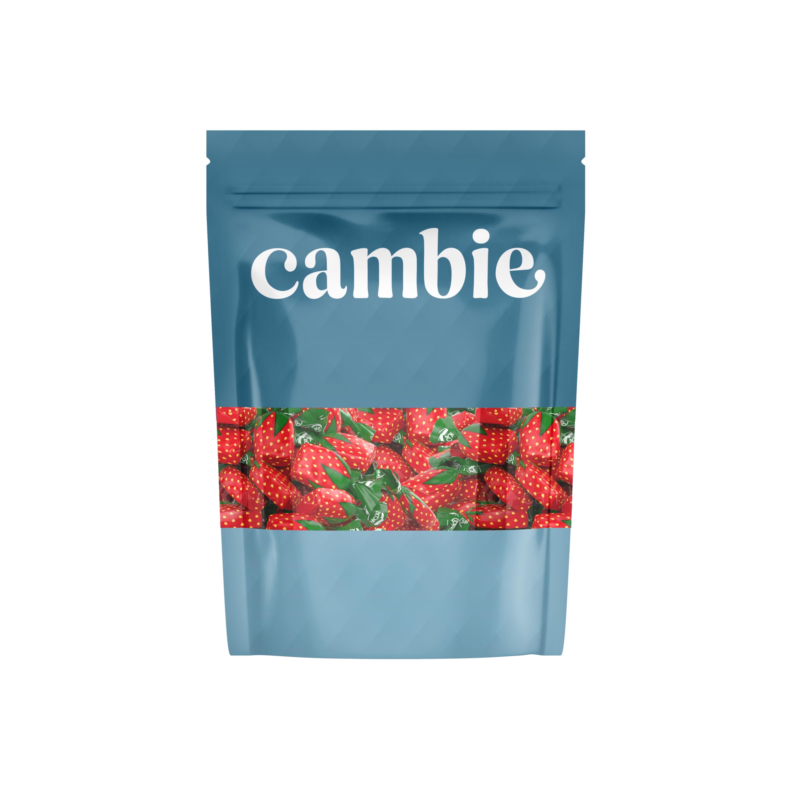 Strawberry Hard Candy Individually Wrapped by Cambie, 2 lbs of Strawberry Candy with a Deliciously Sweet Hard Exterior with a Soft, Fruit-Filled Center