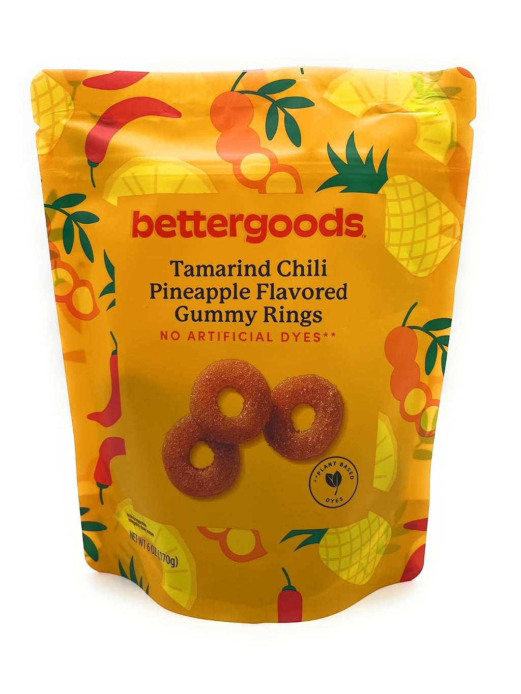Tamarind Chili Pineapple Flavored Gummy Rings, Bettergoods 6oz/170g – Pack of 1