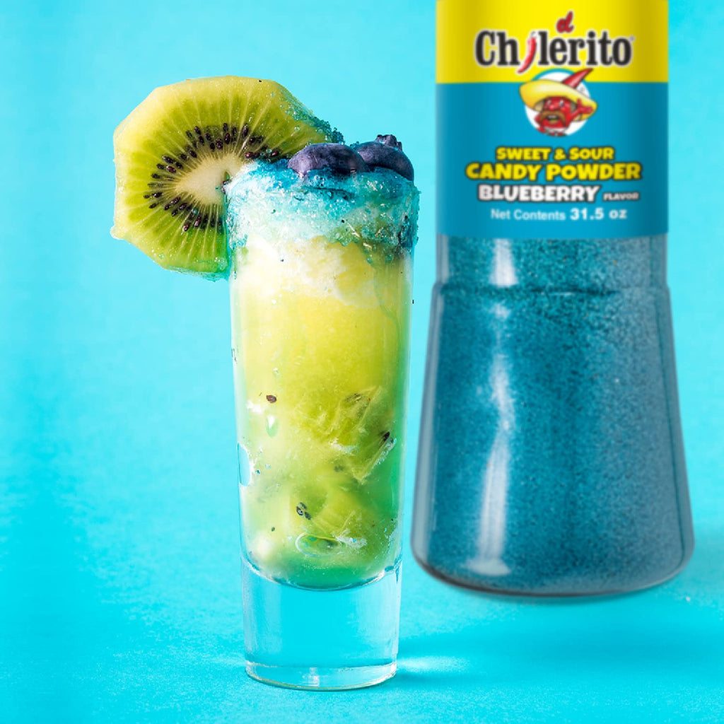 EL CHILERITO Chamoy Sauce Mango FLavor 1L/ 32.8 Fl. oZ + Blueberry Flavor Candy Powder 960g/ 32.2 Fl.Oz - Mexican Food - For Snacks, Fruits And Cocktails - To Share With Family And Friends - Mango