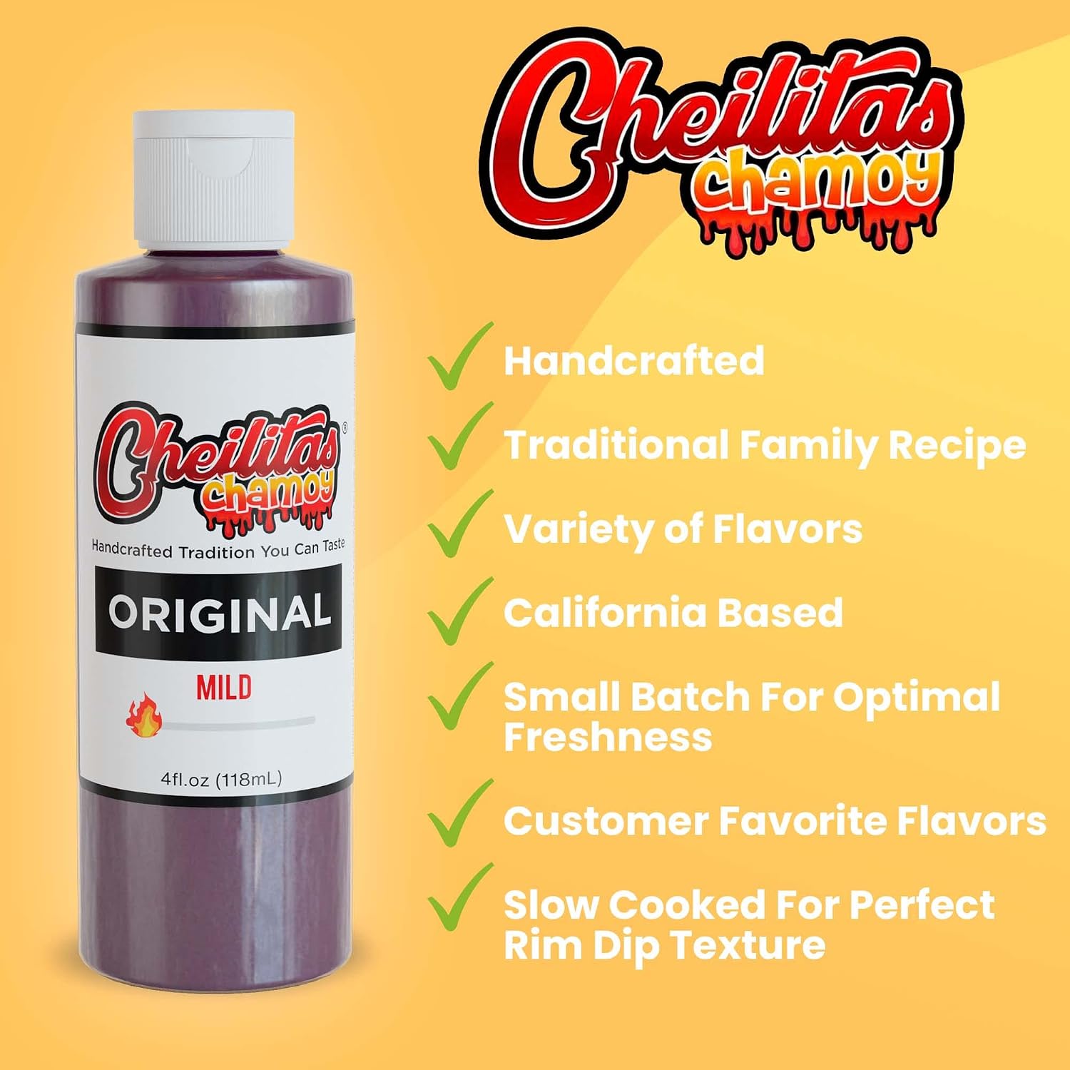 Cheilitas Chamoy All Natural Mexican Rim Candy Dip | Strawberry Grab & Go Bottle | Hand Crafted for Drinks, Cocktails, Micheladas, Beer and More