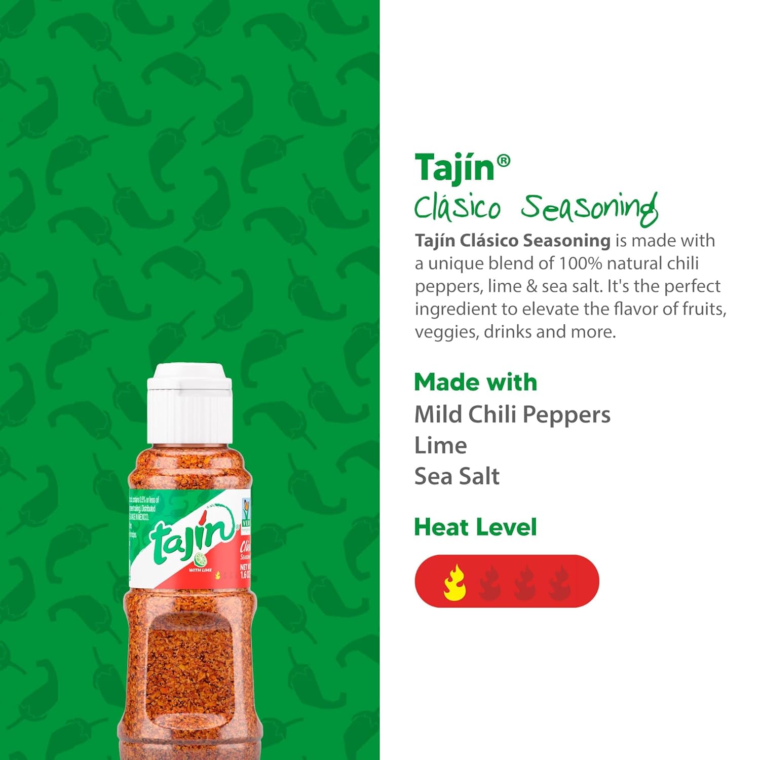 Tajín Clásico Seasoning,Mini Tajín Mexican Seasoning 1.6 oz,(Pack of 2)