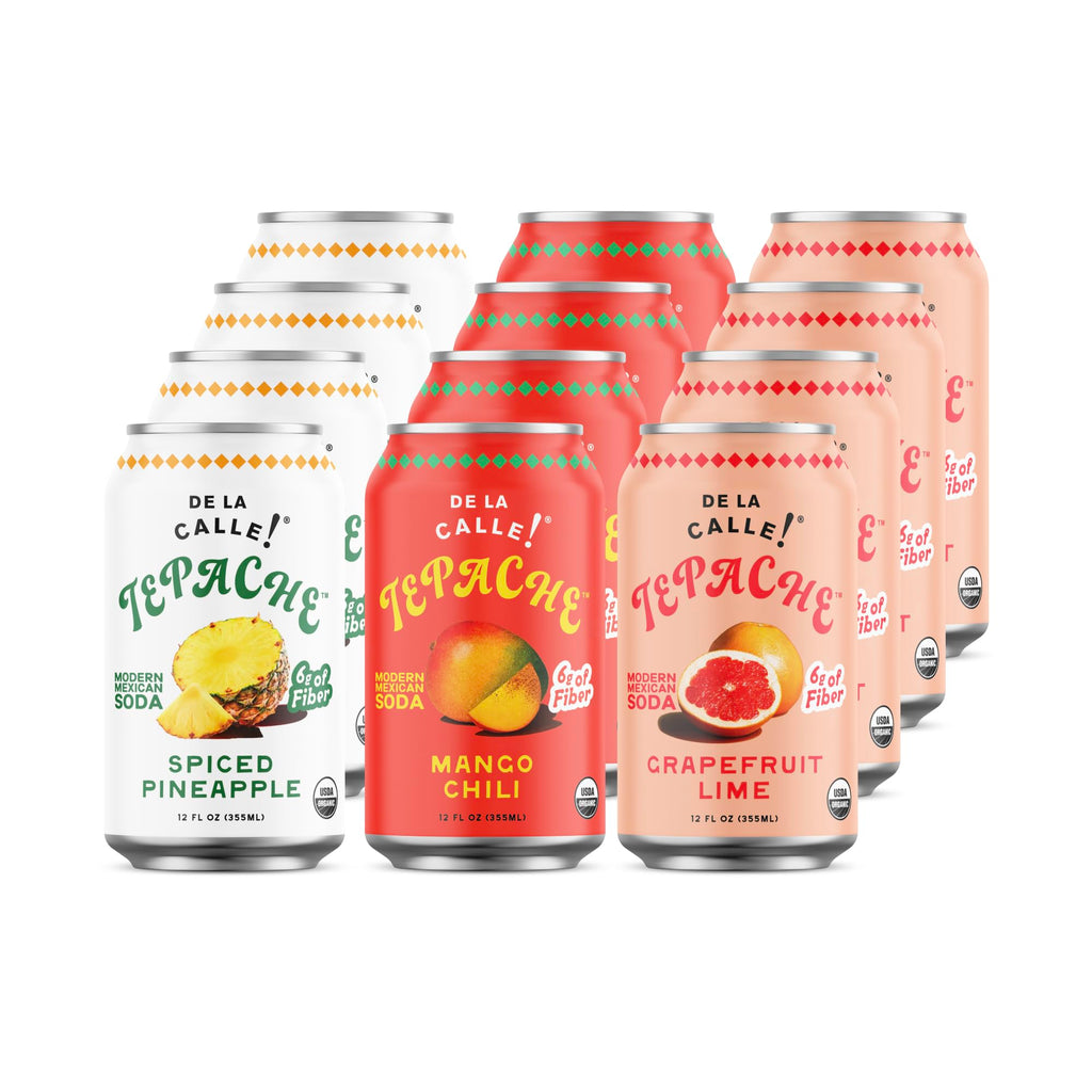 De La Calle Tepache - Mixta Variety Pack - Modern Mexican Soda - Craft Fermented Pineapple Sparkling Beverage - Certified Organic, Non-Alcoholic, Healthy Soda, Low Sugar, Low Calorie, Non-GMO