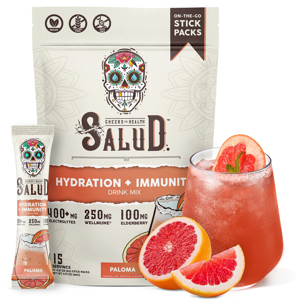 Salud x Jarritos 2-in-1 Hydration Packets + Immunity Electrolytes Powder, Guava - Agua Fresca Drink Mix, Elderberry, Dairy & Soy Free, Non-GMO, Gluten Free, Vegan, 1g Sugar (15 Servings)
