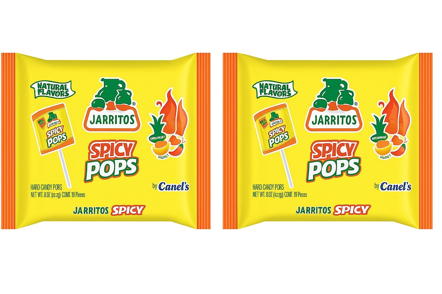 Canels Jarritos Lollipops 2-Pack Bundle – 38 Bottle-Shaped Pops – Mexican Hard Candy with Natural Flavors – Tamarind, Mango, Lime, Chili (Spicy + Spicy)