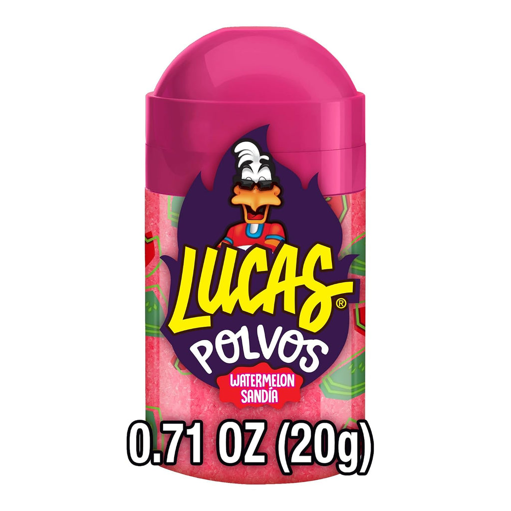 Lucas Powder Watermelon Flavored Candy, 0.71oz - 10 Pieces Pack for Treats, Fruit, Parties, Piñatas