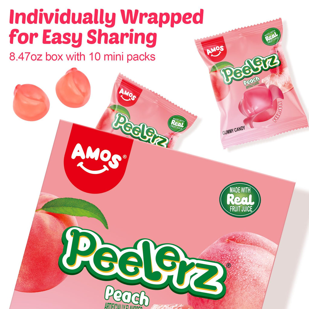 AMOS Peelerz Chili Mango Peelable Gummy Candy, Spicy Sweet Mango Flavor, Real Fruit Juice Infused, 8.47 OZ (240g)