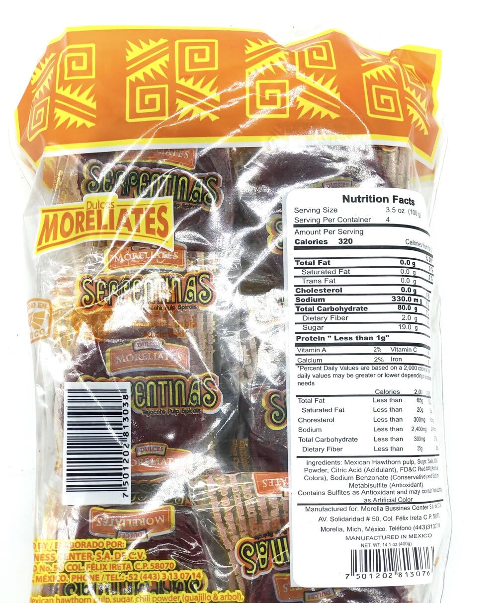 2 X Serpentinas Dulce Tamarindo Chile Y Sal Tamarind Mexican Candy 48 Pcs