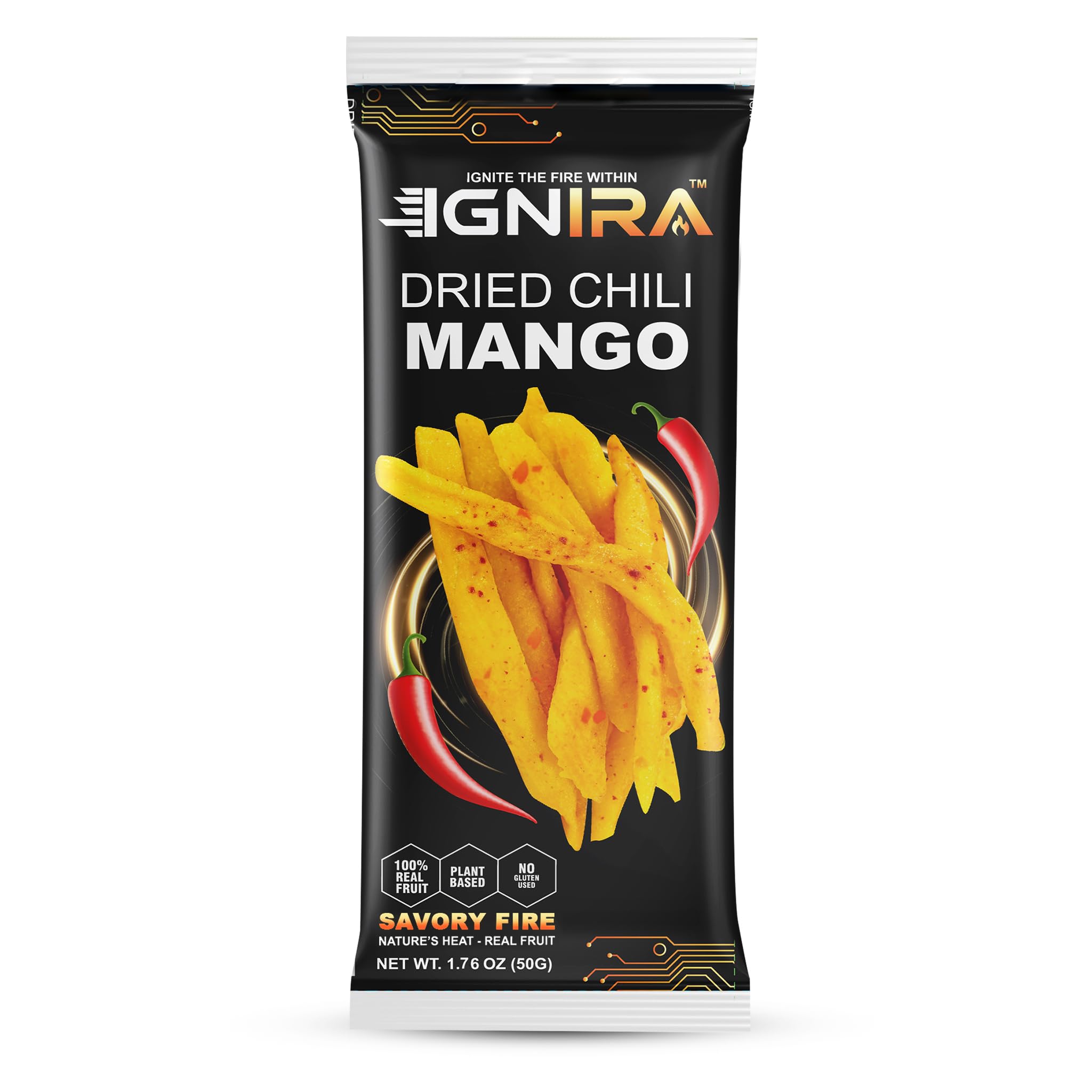 IGNIRA Dried Mango with chili, Sweet & Hot Fruit Snack Strips, Dry Chamoy Mangoes Slices, Chili Mangoes Snacks for Office, Gluten-Free, Plant-Based, Real Fruit, 3 Boxes (6 Packs x3, 1.76 oz Each)